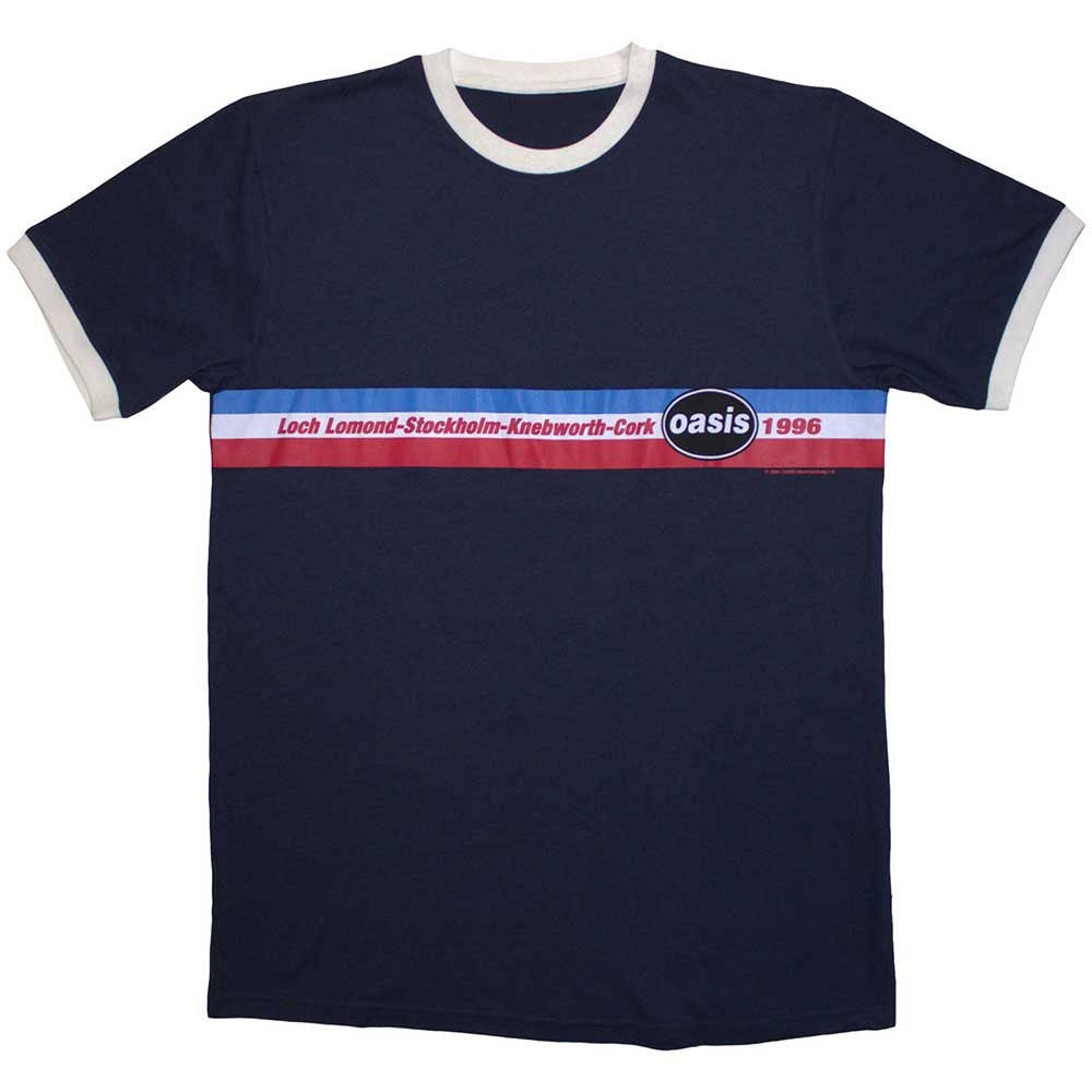 OASIS - (映画「オアシス:ドント・ルック・バック・イン・アンガー」公開 ) - 1996 Tour Horizontal Stripes Ringer / リンガー