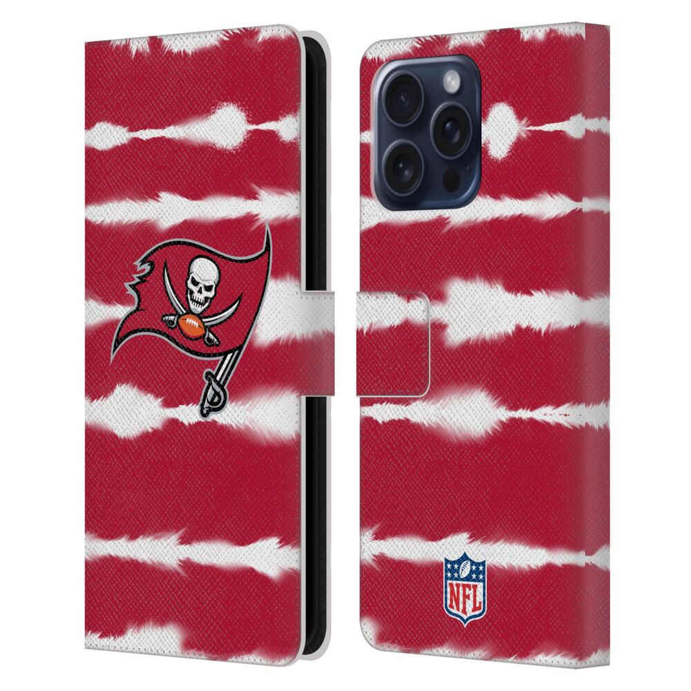 TAMPA BAY BUCCANEERS(NFL) バックス バックス - Watercolour Stripe Print レザー手帳型 / Apple iPhoneケース - PGS