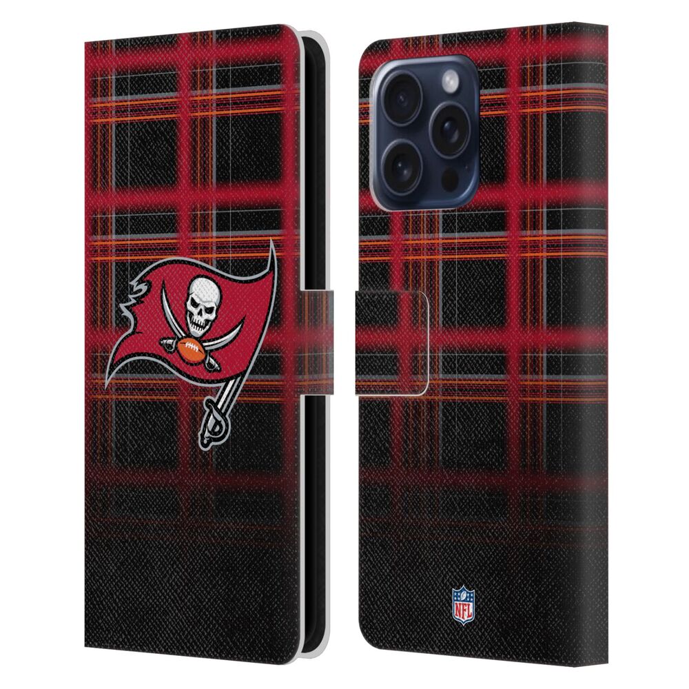 TAMPA BAY BUCCANEERS(NFL) バックス バックス - Ombre Black Plaid レザー手帳型 / Apple iPhoneケース - PGS