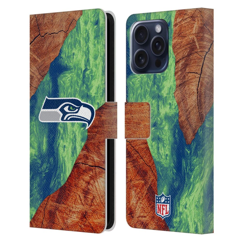 SEATTLE SEAHAWKS(NFL) シアトルシーホークス シアトルシーホークス - Wood Resin Print レザー手帳型 / Apple iPhoneケース - PGS