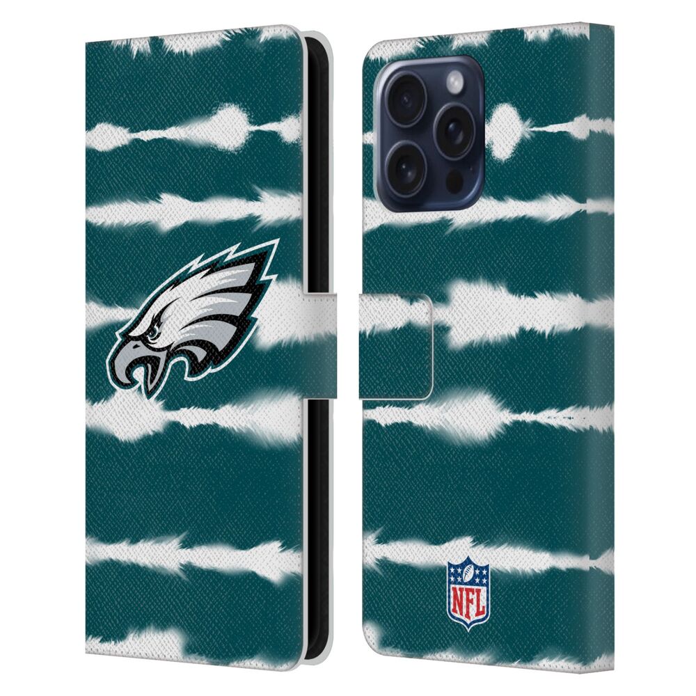 PHILADELPHIA EAGLES(NFL) フィラデルフィアイーグルス フィラデルフィアイーグルス - Watercolour Stripe Print レザー手帳型 / Apple iPhoneケース - PGS