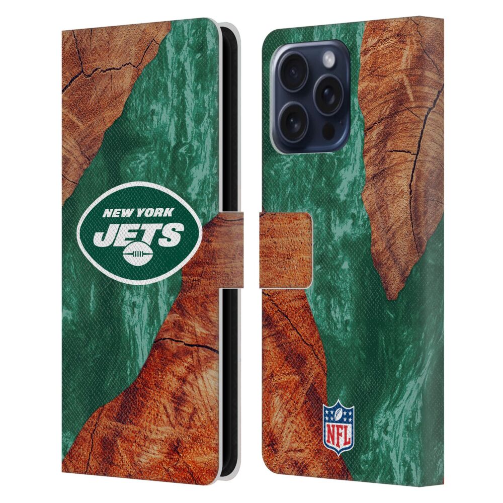 NEW YORK JETS(NFL) ニューヨークジェッツ ニューヨークジェッツ - Wood Resin Print レザー手帳型 / Apple iPhoneケース - PGS