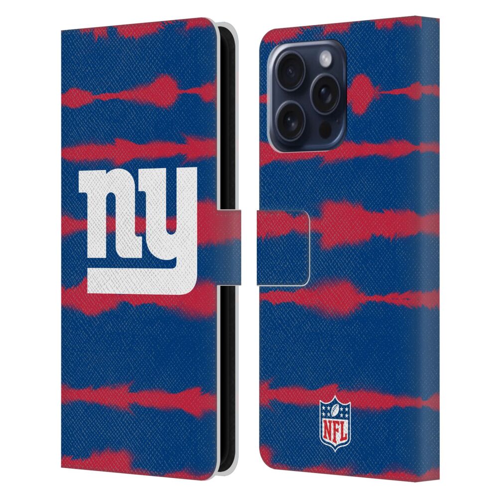 NEW YORK GIANTS(NFL) ニューヨークジャイアンツ ニューヨークジャイアンツ - Watercolour Stripe Print レザー手帳型 / Apple iPhoneケース - PGS