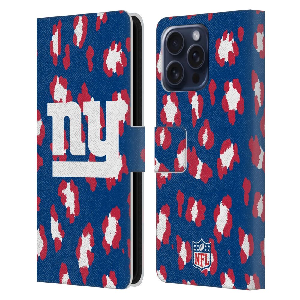 NEW YORK GIANTS(NFL) ニューヨークジャイアンツ ニューヨークジャイアンツ - Leopard Animal Print レザー手帳型 / Apple iPhoneケース - PGS
