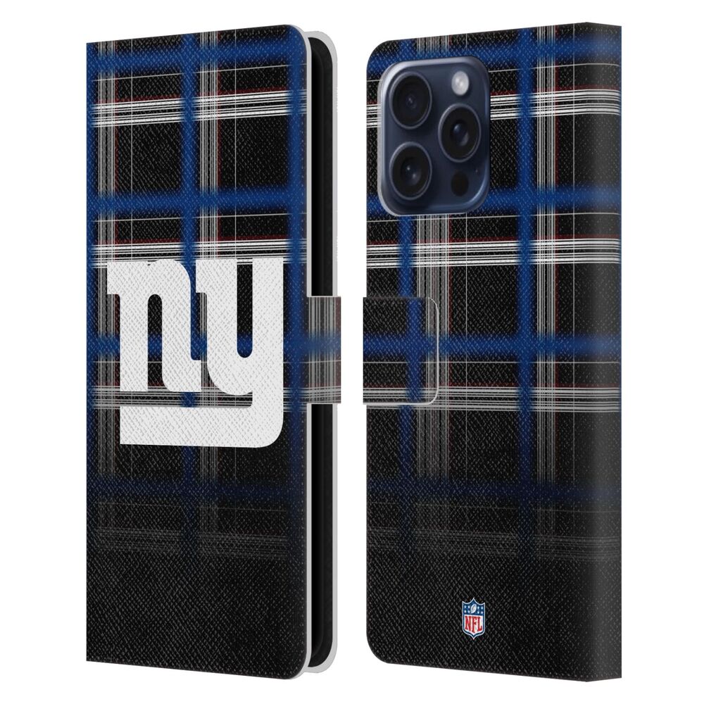 NEW YORK GIANTS(NFL) ニューヨークジャイアンツ ニューヨークジャイアンツ - Ombre Black Plaid レザー手帳型 / Apple iPhoneケース - PGS