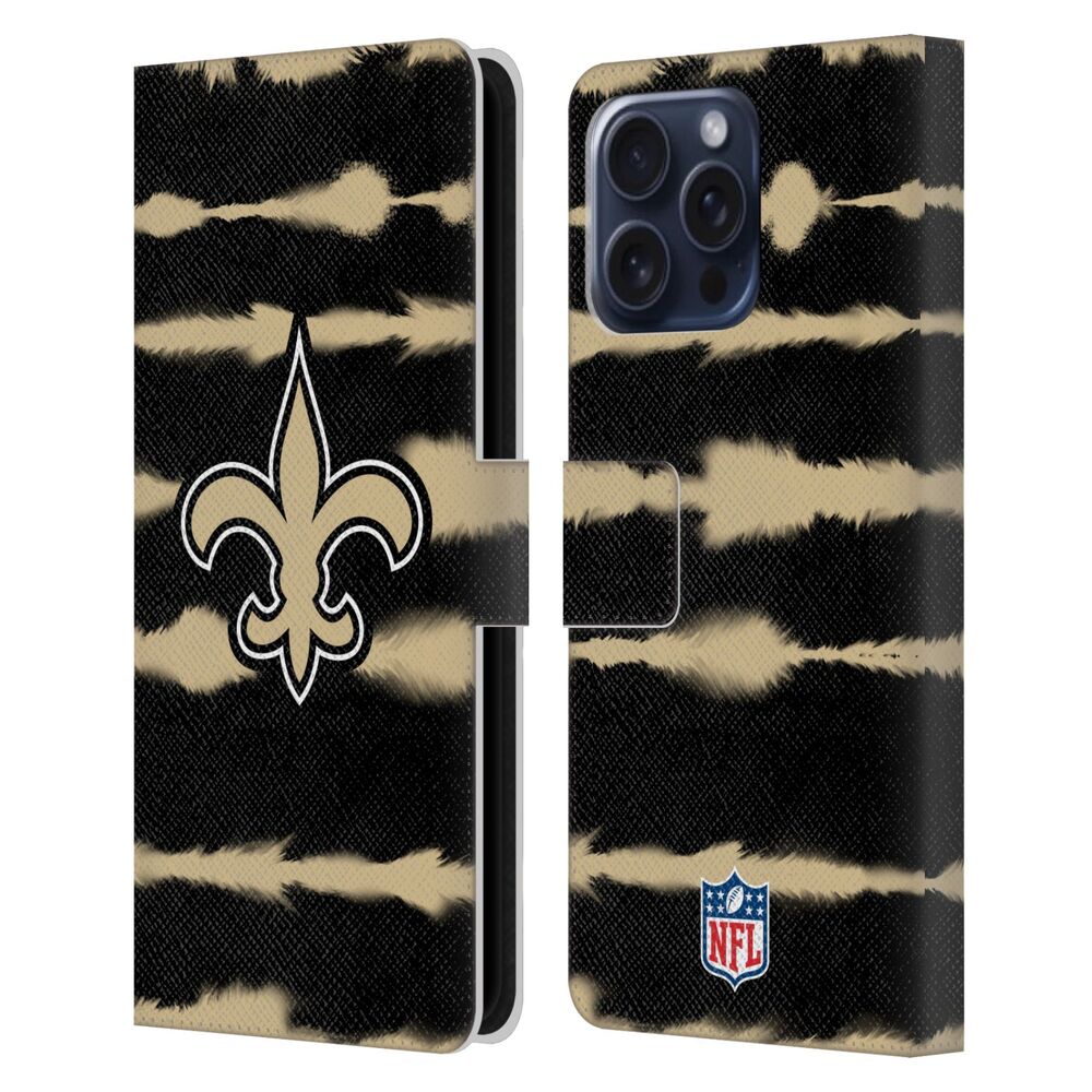 NEW ORLEANS SAINTS(NFL) ニューオーリンズセインツ ニューオーリンズセインツ - Watercolour Stripe Print レザー手帳型 / Apple iPhoneケース - PGS