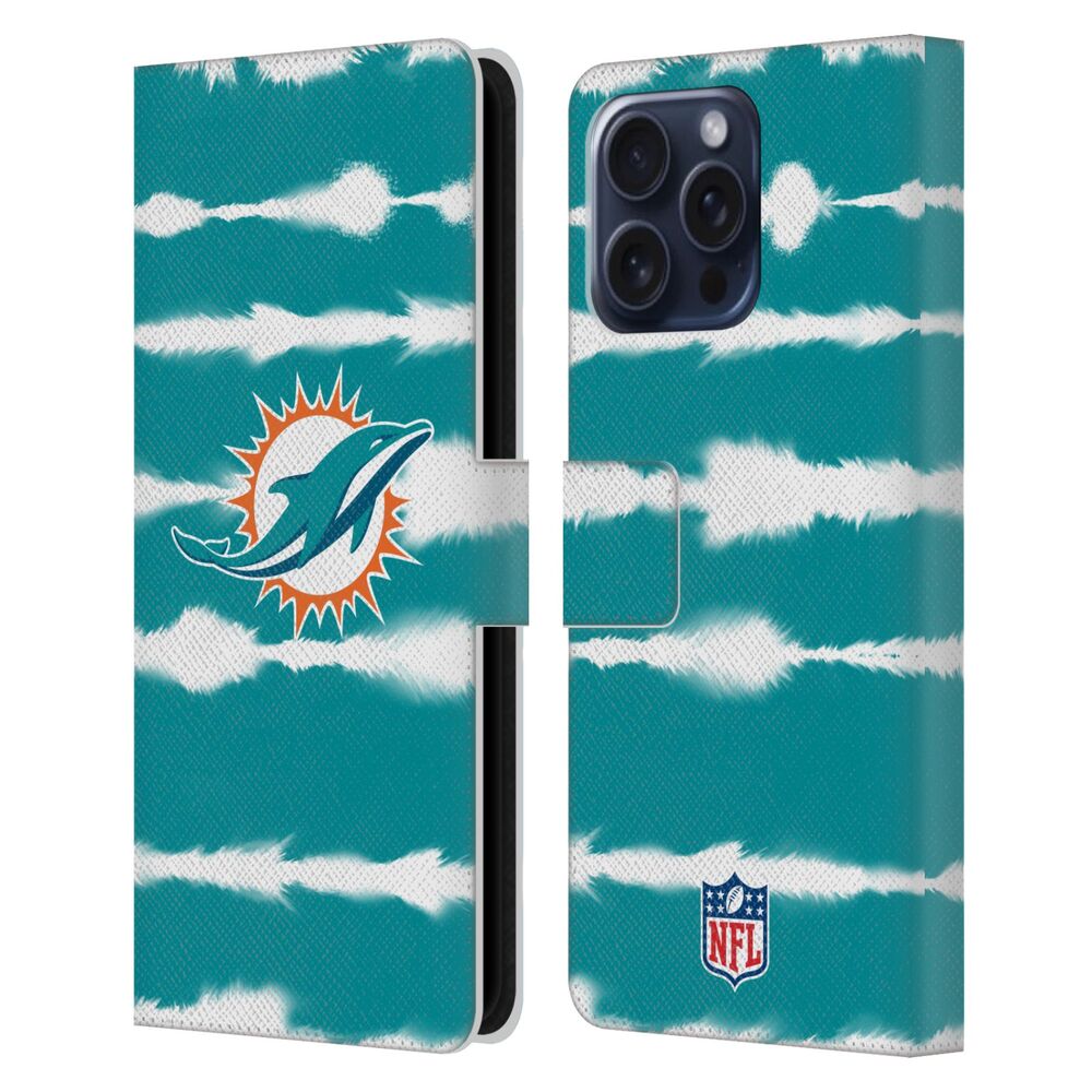MIAMI DOLPHINS(NFL) マイアミドルフィンズ マイアミドルフィンズ - Watercolour Stripe Print レザー手帳型 / Apple iPhoneケース - PGS