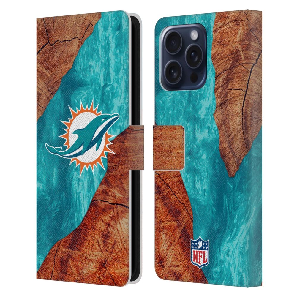 MIAMI DOLPHINS(NFL) マイアミドルフィンズ マイアミドルフィンズ - Wood Resin Print レザー手帳型 / Apple iPhoneケース - PGS