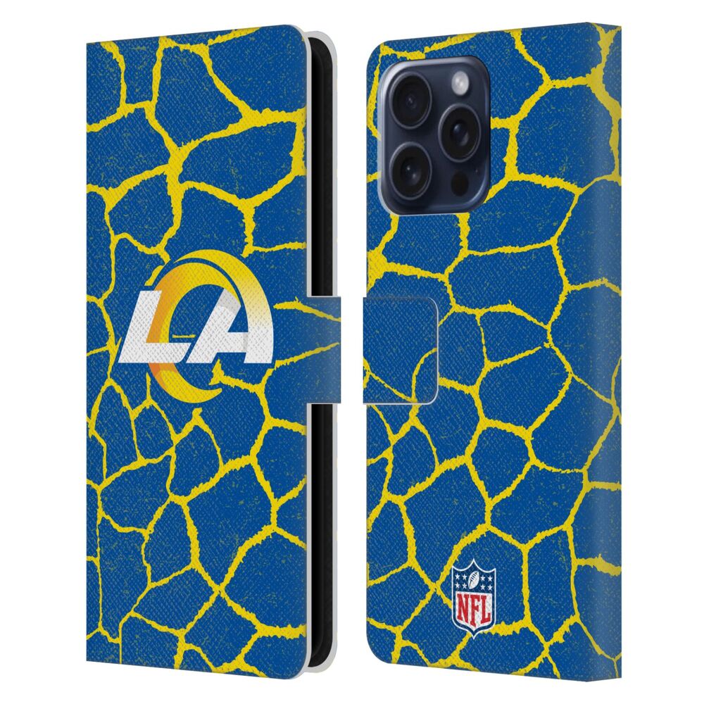 LOS ANGELES RAMS(NFL) ロサンゼルスラムズ ロサンゼルスラムズ - Giraffe Animal Print レザー手帳型 / Apple iPhoneケース - PGS