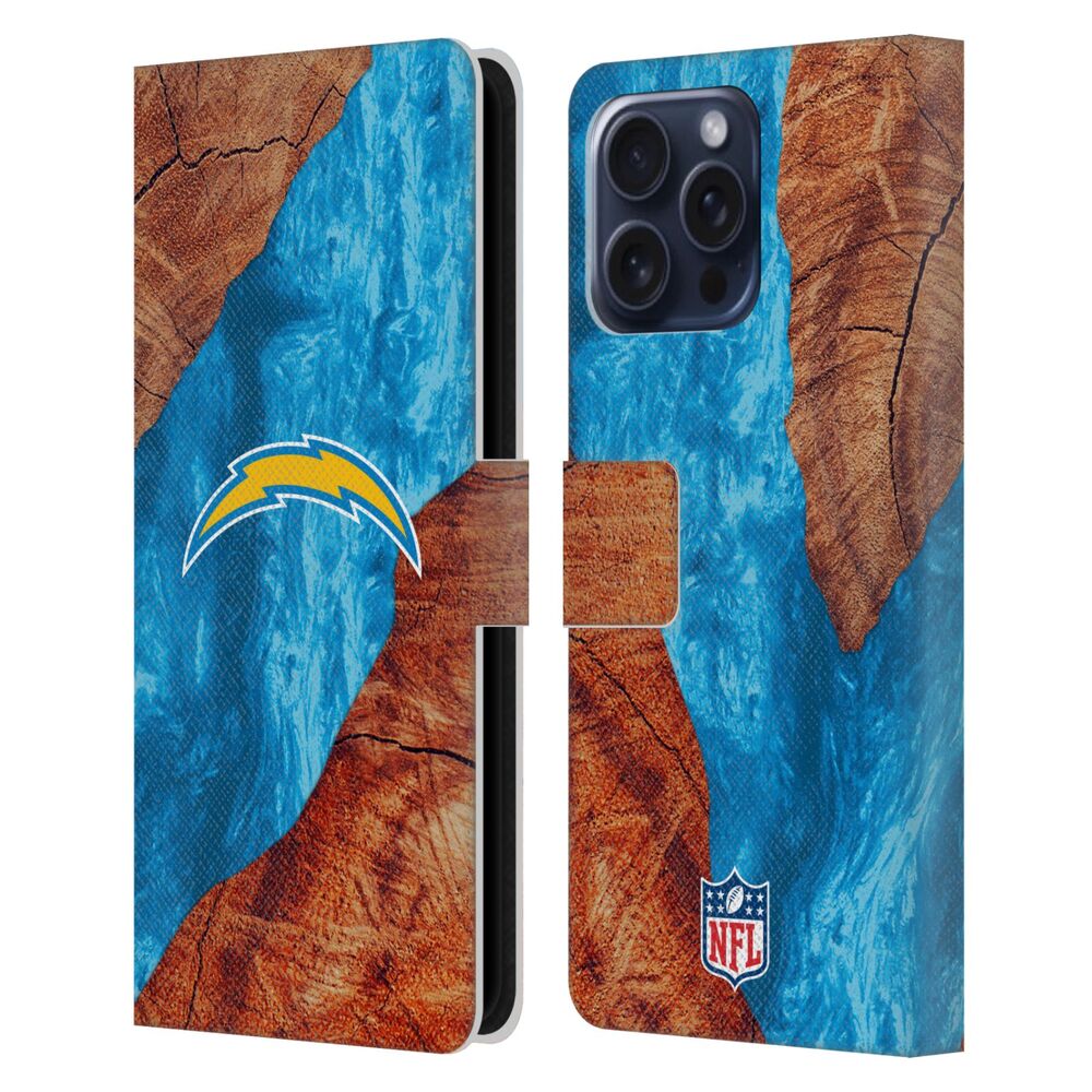LOS ANGELES CHARGERS(NFL) ロサンゼルスチャージャーズ ロサンゼルスチャージャーズ - Wood Resin Print レザー手帳型 / Apple iPhoneケース - PGS