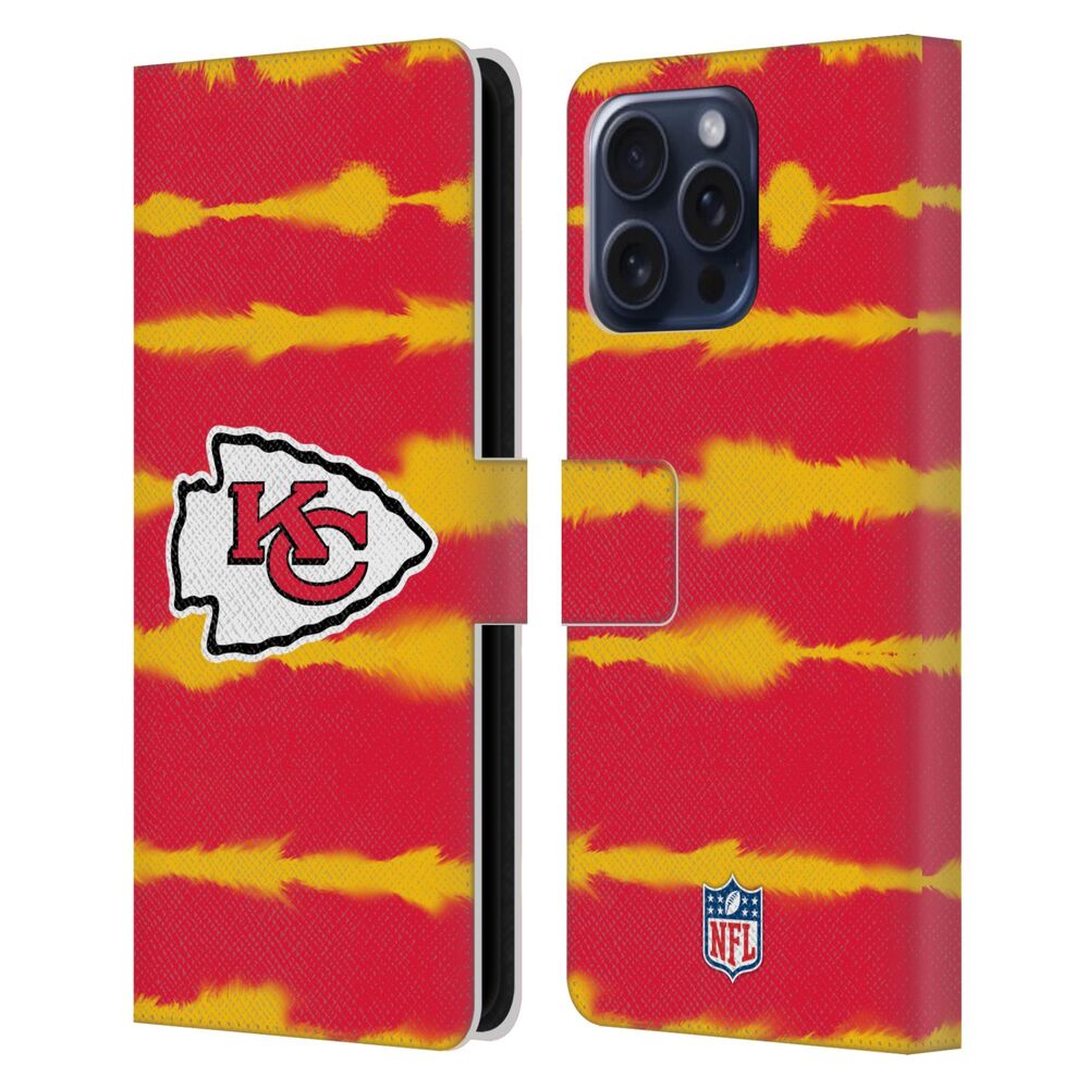 KANSAS CITY CHIEFS(NFL) カンザスシティチーフス カンザスシティチーフス - Watercolour Stripe Print レザー手帳型 / Apple iPhoneケース - PGS