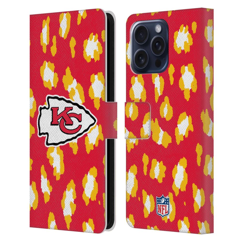 KANSAS CITY CHIEFS(NFL) カンザスシティチーフス カンザスシティチーフス - Leopard Animal Print レザー手帳型 / Apple iPhoneケース - PGS
