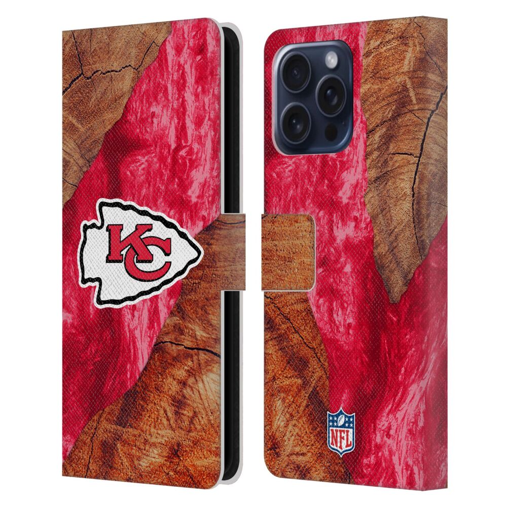 KANSAS CITY CHIEFS(NFL) カンザスシティチーフス カンザスシティチーフス - Wood Resin Print レザー手帳型 / Apple iPhoneケース - PGS