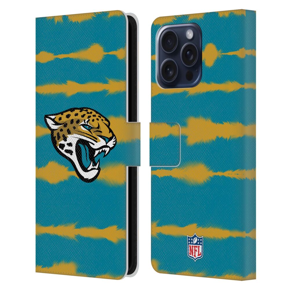 JACKSONVILLE JAGUARS(NFL) ジャクソンビルジャガーズ ジャクソンビルジャガーズ - Watercolour Stripe Print レザー手帳型 / Apple iPhoneケース - PGS