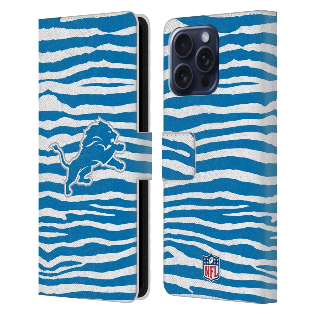 DETROIT LIONS(NFL) デトロイトライオンズ デトロイトライオンズ - Zebra Animal Print レザー手帳型 / Apple iPhoneケース - PGS