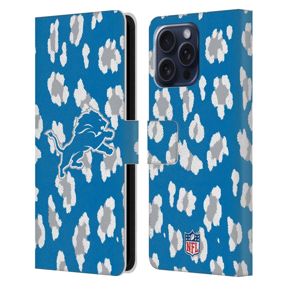 DETROIT LIONS(NFL) デトロイトライオンズ デトロイトライオンズ - Leopard Animal Print レザー手帳型 / Apple iPhoneケース - PGS