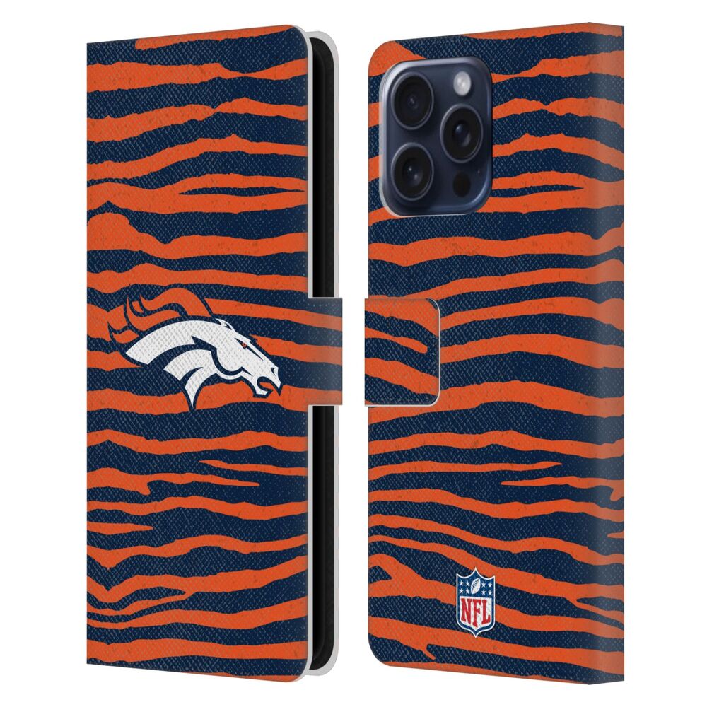 DENVER BRONCOS(NFL) デンバーブロンコス デンバーブロンコス - Zebra Animal Print レザー手帳型 / Apple iPhoneケース - PGS