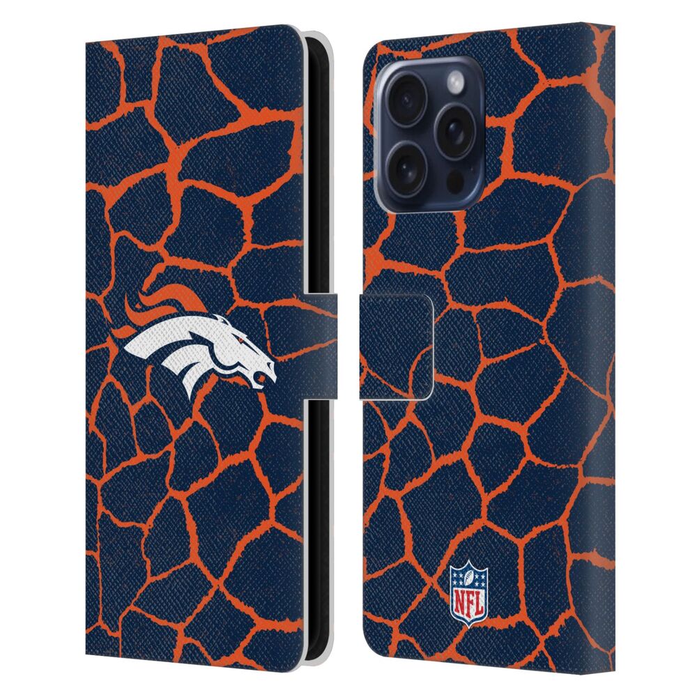 DENVER BRONCOS(NFL) デンバーブロンコス デンバーブロンコス - Giraffe Animal Print レザー手帳型 / Apple iPhoneケース - PGS