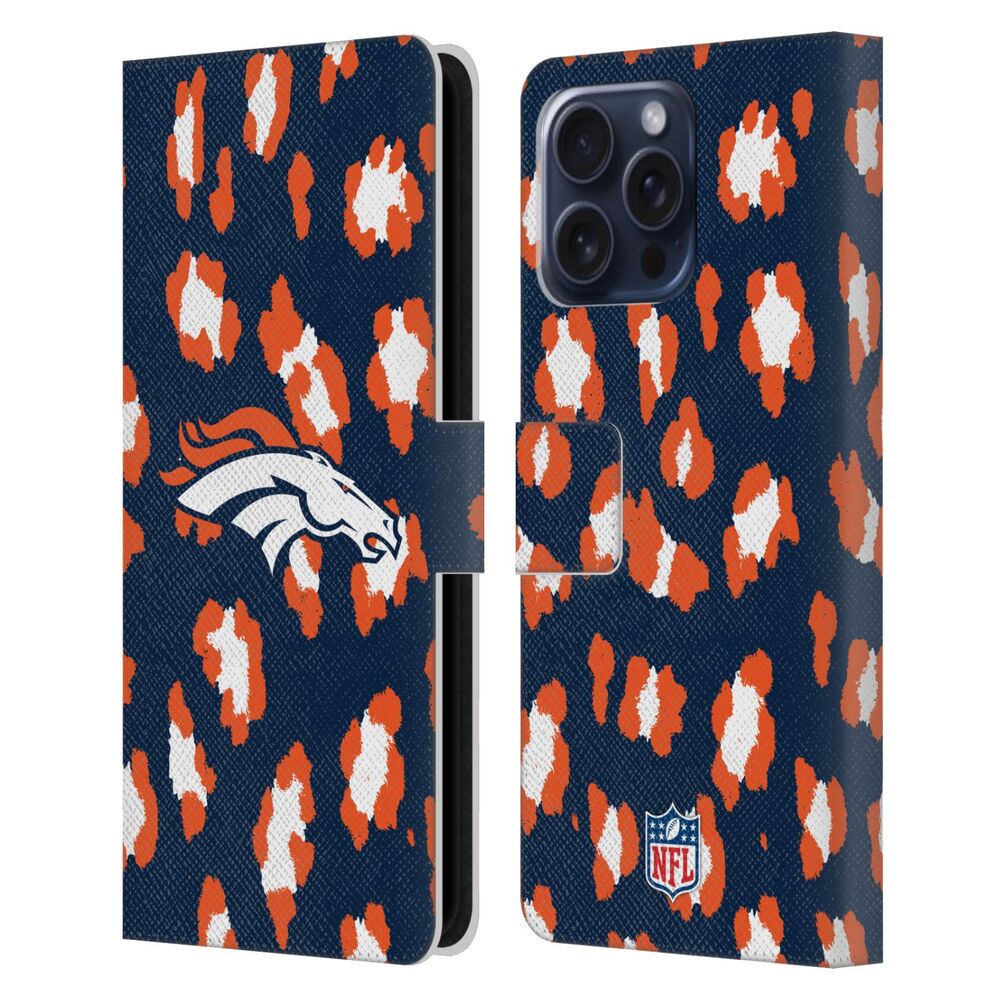 DENVER BRONCOS(NFL) デンバーブロンコス デンバーブロンコス - Leopard Animal Print レザー手帳型 / Apple iPhoneケース - PGS