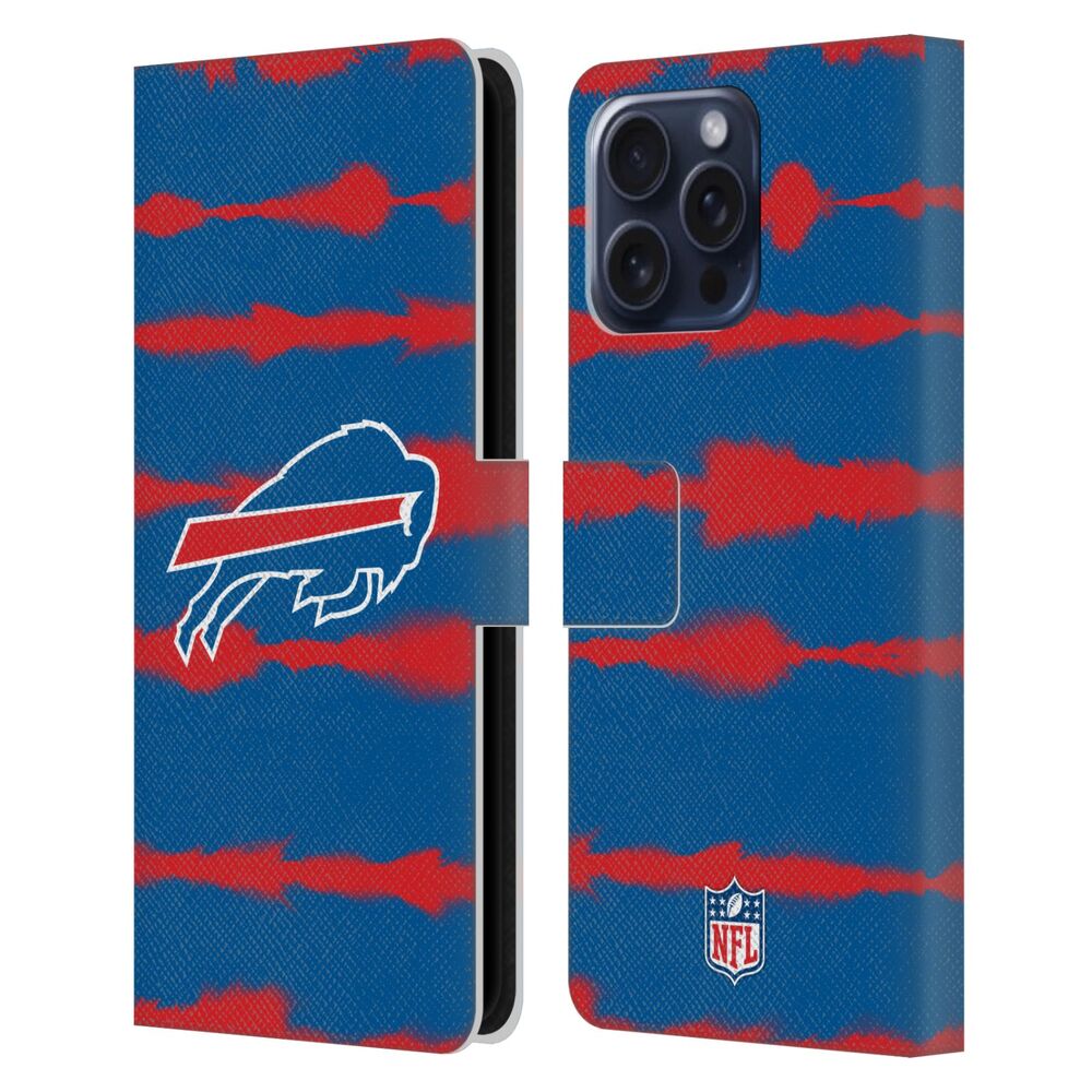 BUFFALO BILLS(NFL) バッファロービルズ バッファロービルズ - Watercolour Stripe Print レザー手帳型 / Apple iPhoneケース - PGS