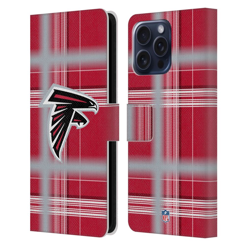 ATLANTA FALCONS(NFL) アトランタファルコンズ アトランタファルコンズ - Ombre Black Plaid レザー手帳型 / Apple iPhoneケース - PGS