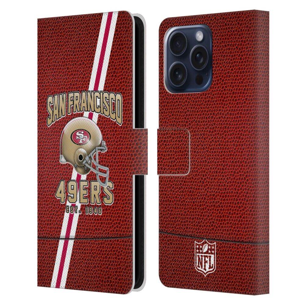 SAN FRANCISCO 49ERS(NFL) ナイナーズ ナイナーズ - Football Stripes レザー手帳型 / Apple iPhoneケース - PGS