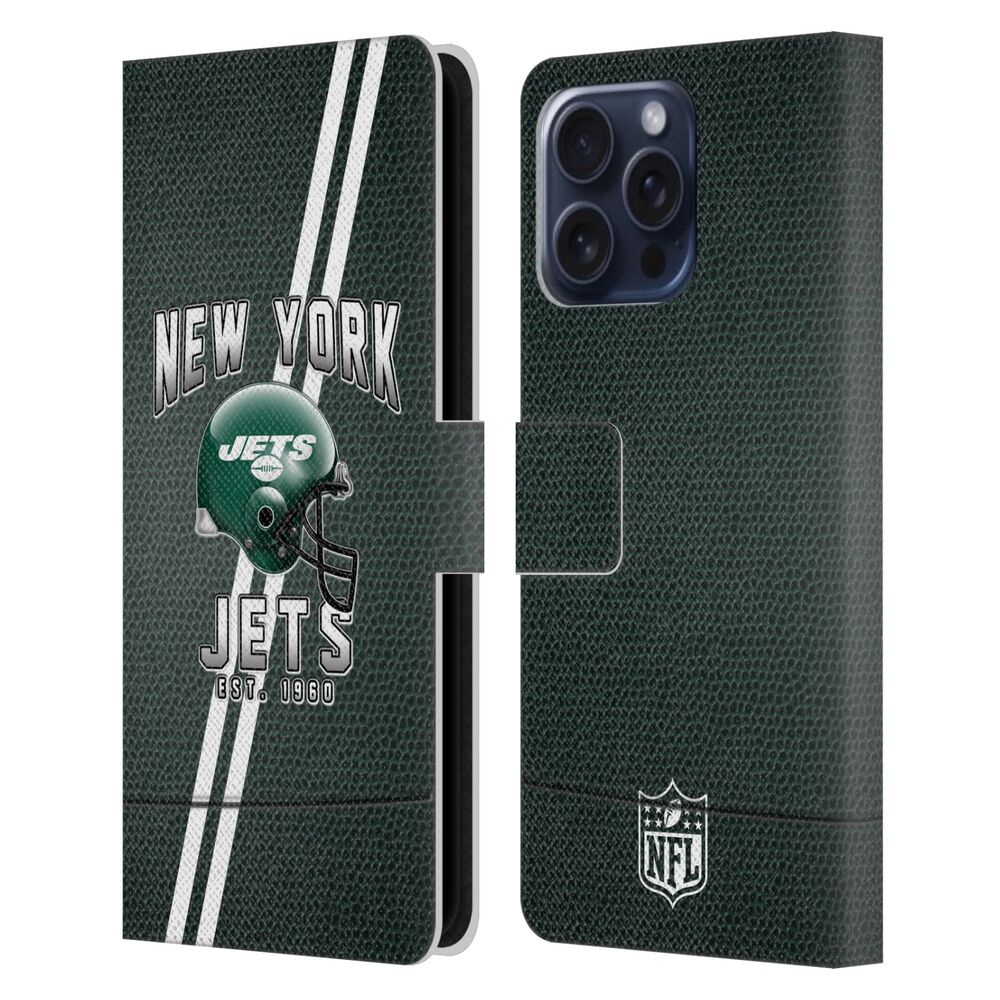NEW YORK JETS(NFL) ニューヨークジェッツ ニューヨークジェッツ - Football Stripes レザー手帳型 / Apple iPhoneケース - PGS