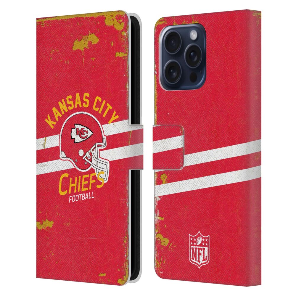 KANSAS CITY CHIEFS(NFL) カンザスシティチーフス カンザスシティチーフス - Helmet Distressed レザー手帳型 / Apple iPhoneケース - PGS