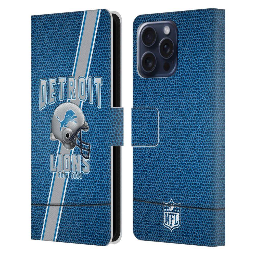 DETROIT LIONS(NFL) デトロイトライオンズ デトロイトライオンズ - Football Stripes レザー手帳型 / Apple iPhoneケース - PGS