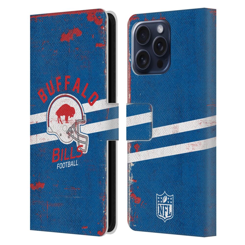 BUFFALO BILLS(NFL) バッファロービルズ バッファロービルズ - Helmet Distressed レザー手帳型 / Apple iPhoneケース - PGS