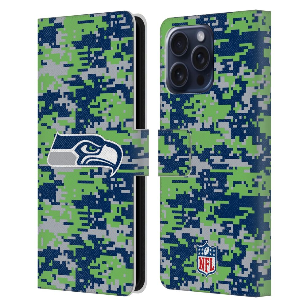 SEATTLE SEAHAWKS(NFL) シアトルシーホークス シアトルシーホークス - Digital Camouflage レザー手帳型 / Apple iPhoneケース - PGS