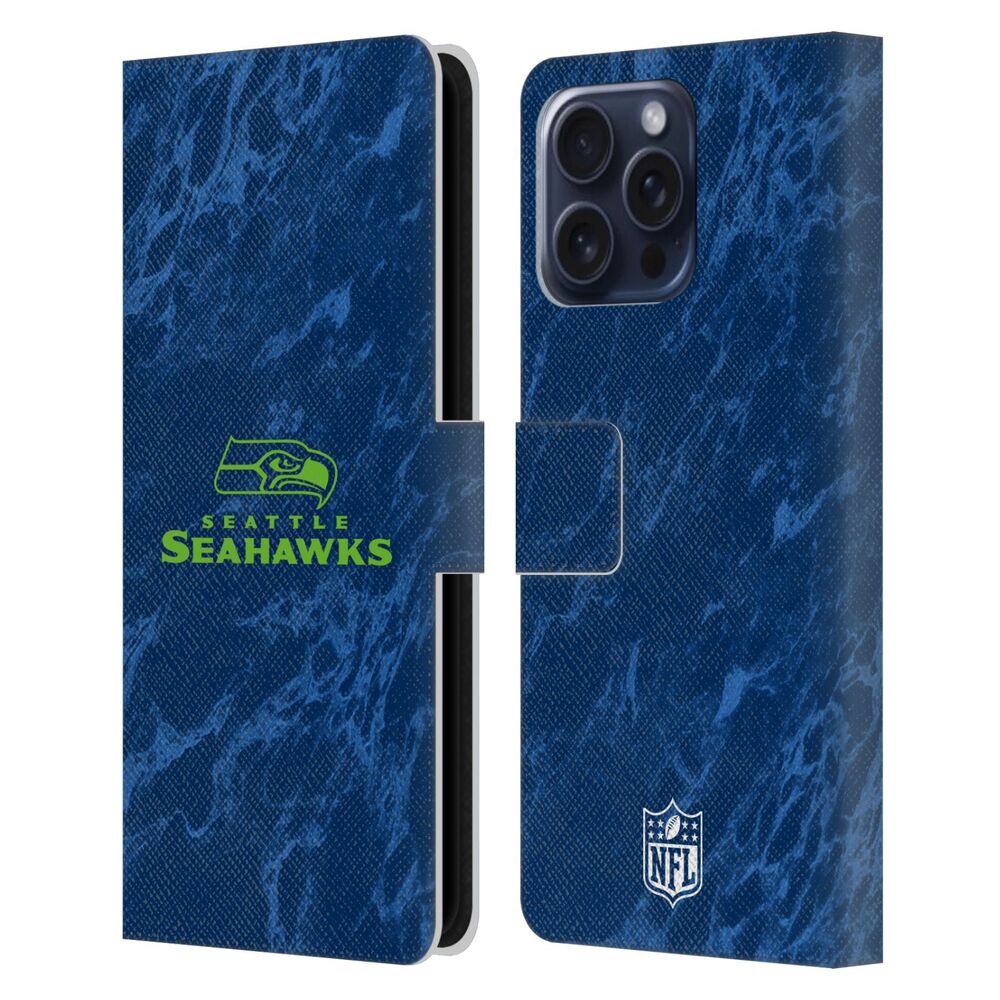 SEATTLE SEAHAWKS(NFL) シアトルシーホークス シアトルシーホークス - Coloured Marble レザー手帳型 / Apple iPhoneケース - PGS
