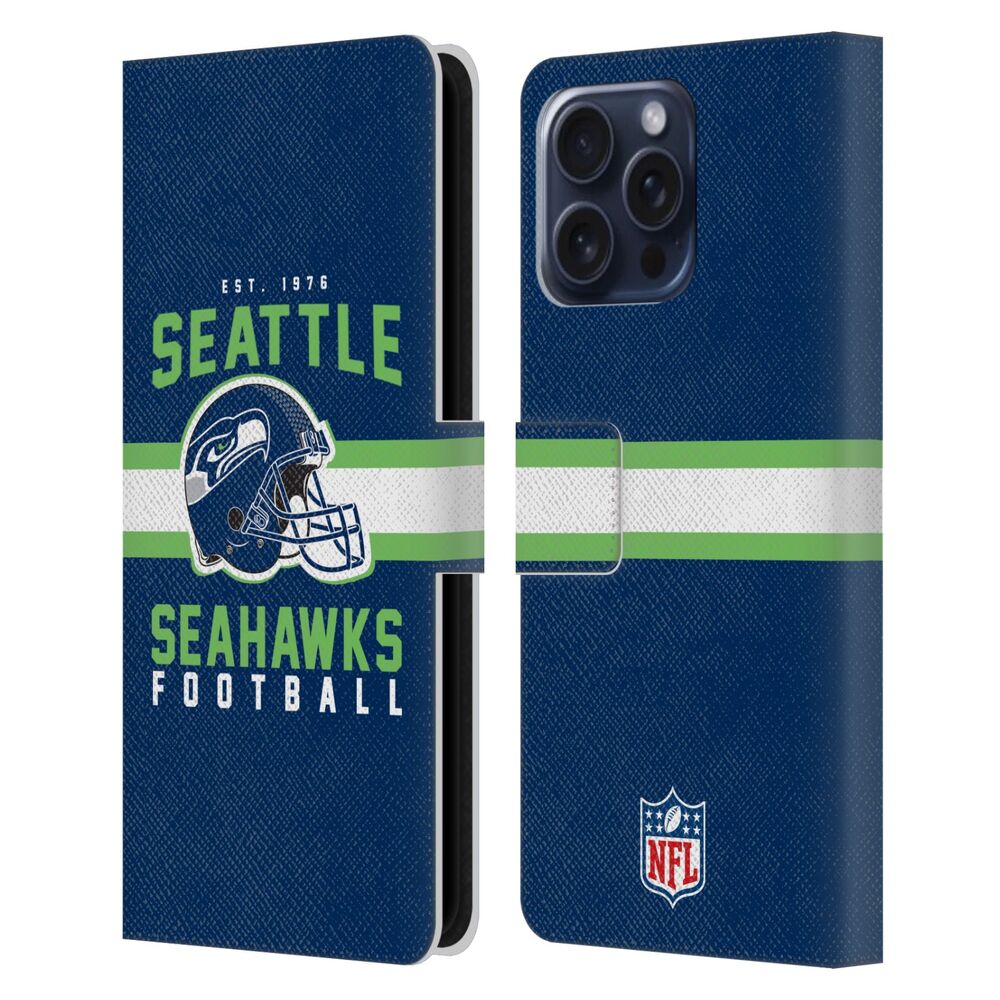 SEATTLE SEAHAWKS(NFL) シアトルシーホークス シアトルシーホークス - Helmet Typography レザー手帳型 / Apple iPhoneケース - PGS