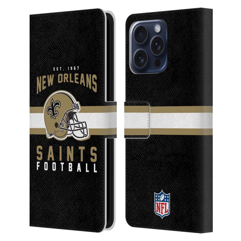 NEW ORLEANS SAINTS(NFL) ニューオーリンズセインツ ニューオーリンズセインツ - Helmet Typography レザー手帳型 / Apple iPhoneケース - PGS