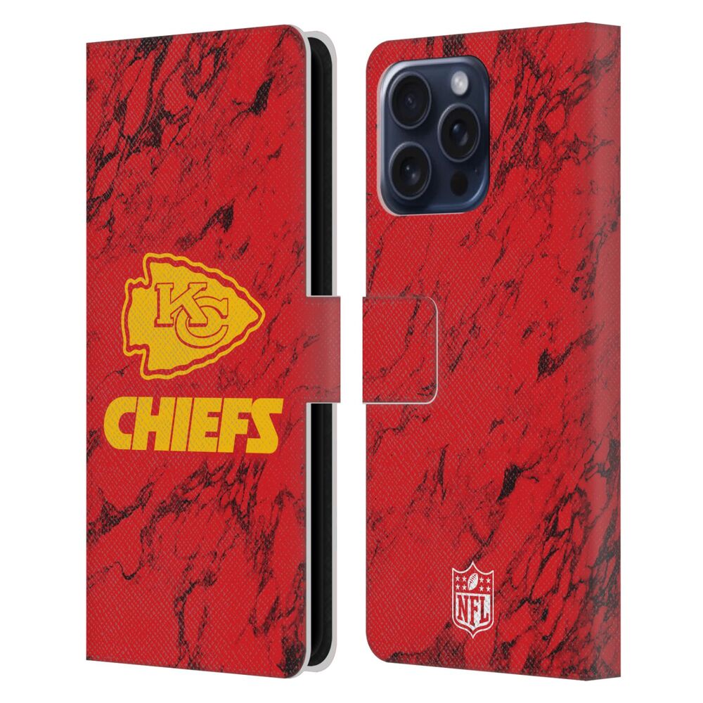 KANSAS CITY CHIEFS(NFL) カンザスシティチーフス カンザスシティチーフス - Coloured Marble レザー手帳型 / Apple iPhoneケース - PGS