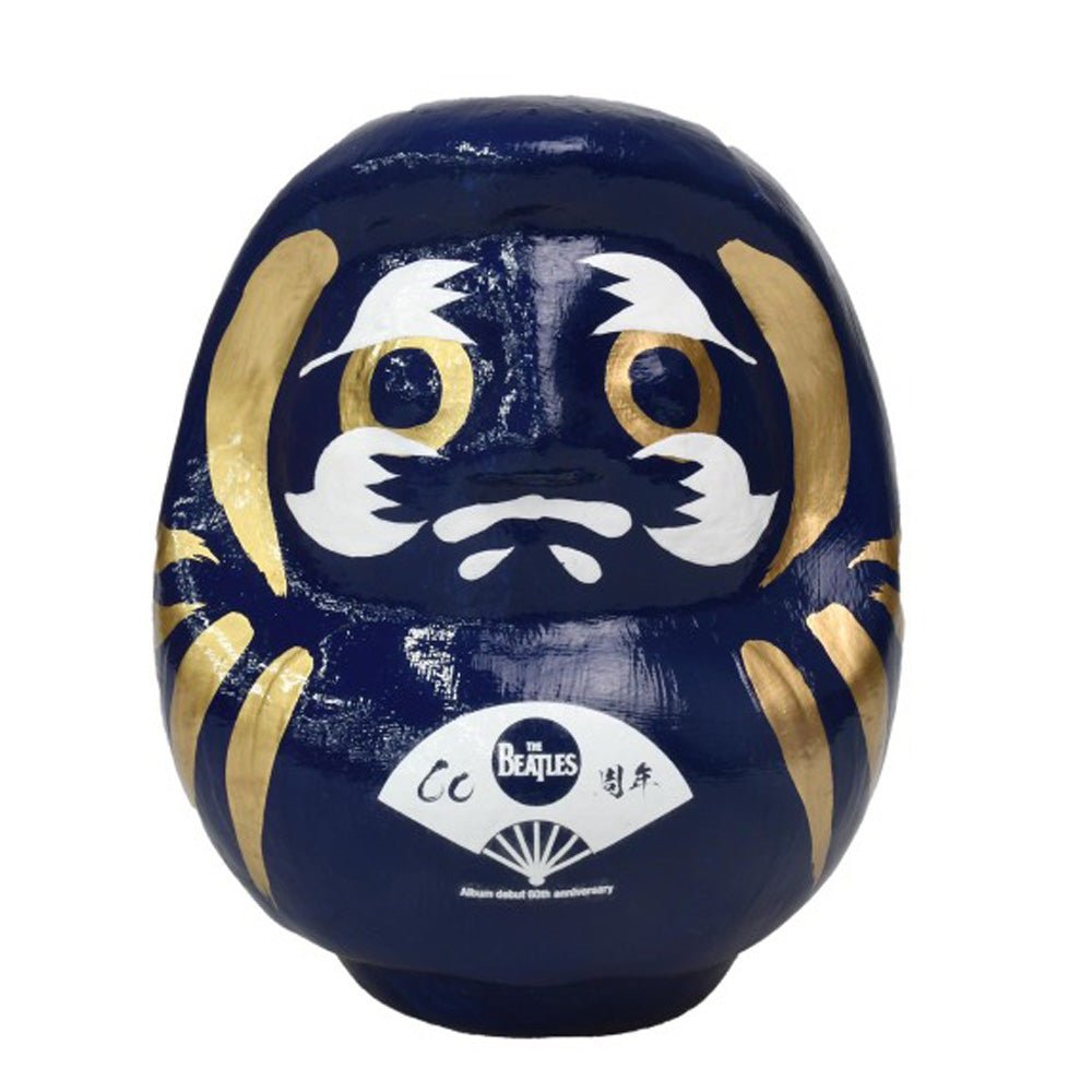 THE BEATLES ビートルズ (結成 65周年 ) - meets Japanese traditional craft Album debut 60th anniversary / ダルマ / 扇子柄 / 中 / 青色 / インテリア置物 - PGS