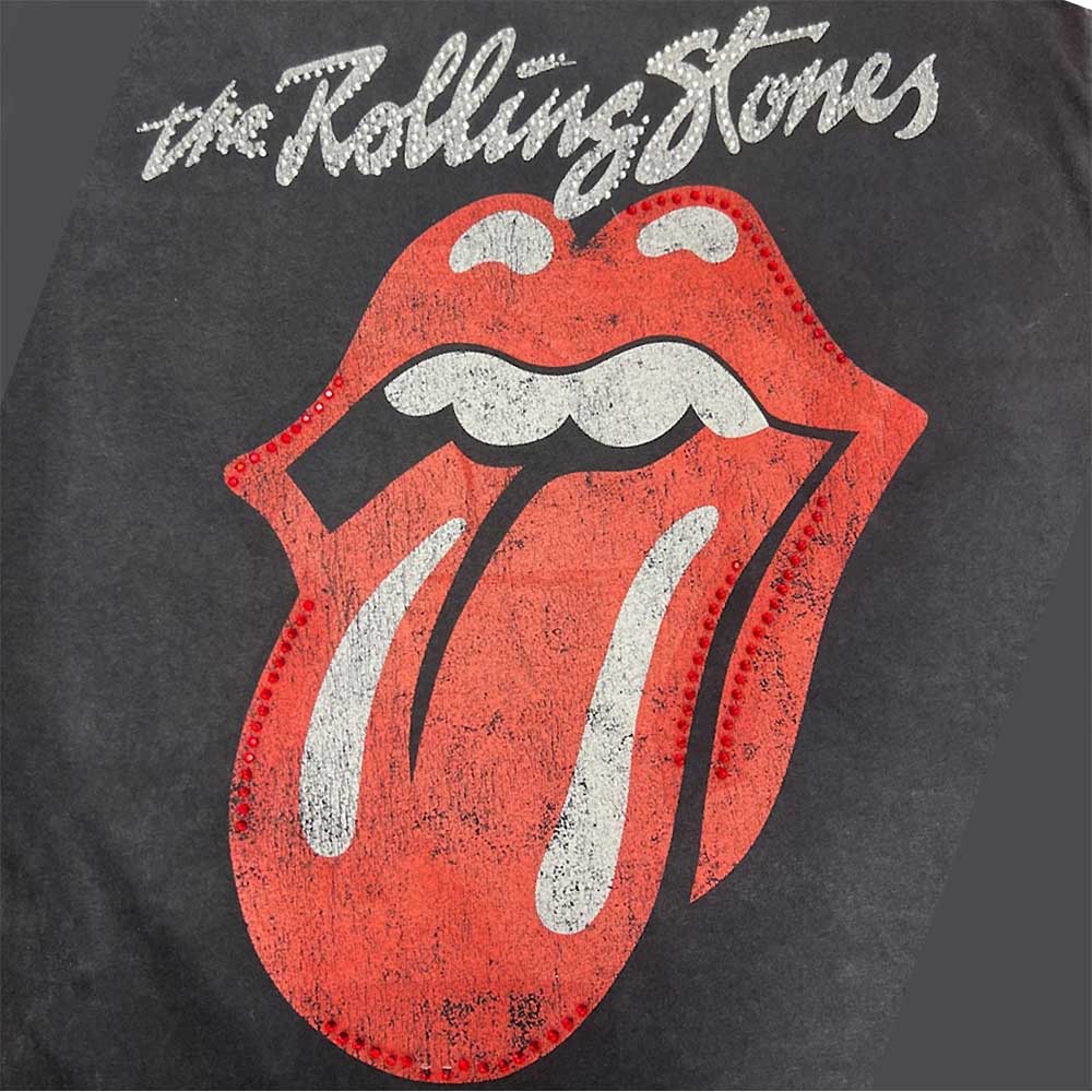 ROLLING STONES ローリングストーンズ (7月 新譜 記念 ) - CLASSIC LICK IN STONES BLACK MINERAL WASH / タイダイ / Tシャツ / メンズ