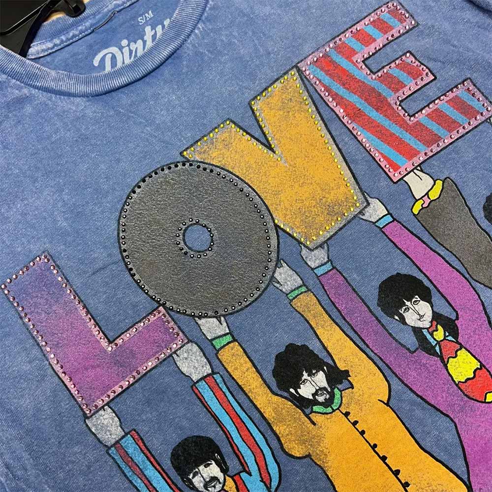 【予約商品】 THE BEATLES ビートルズ (来日 60周年 ) - YELLOW SUBMARINE LOVE SPELLED OUT BLUE SHADOW / タイダイ / Tシャツ / メンズ
