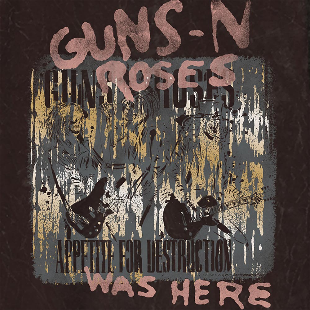 GUNS N ROSES ガンズアンドローゼズ (デビュー 40周年 ) - THREE SKELETONS MINERAL WASH MARRON / タイダイ / Tシャツ / メンズ