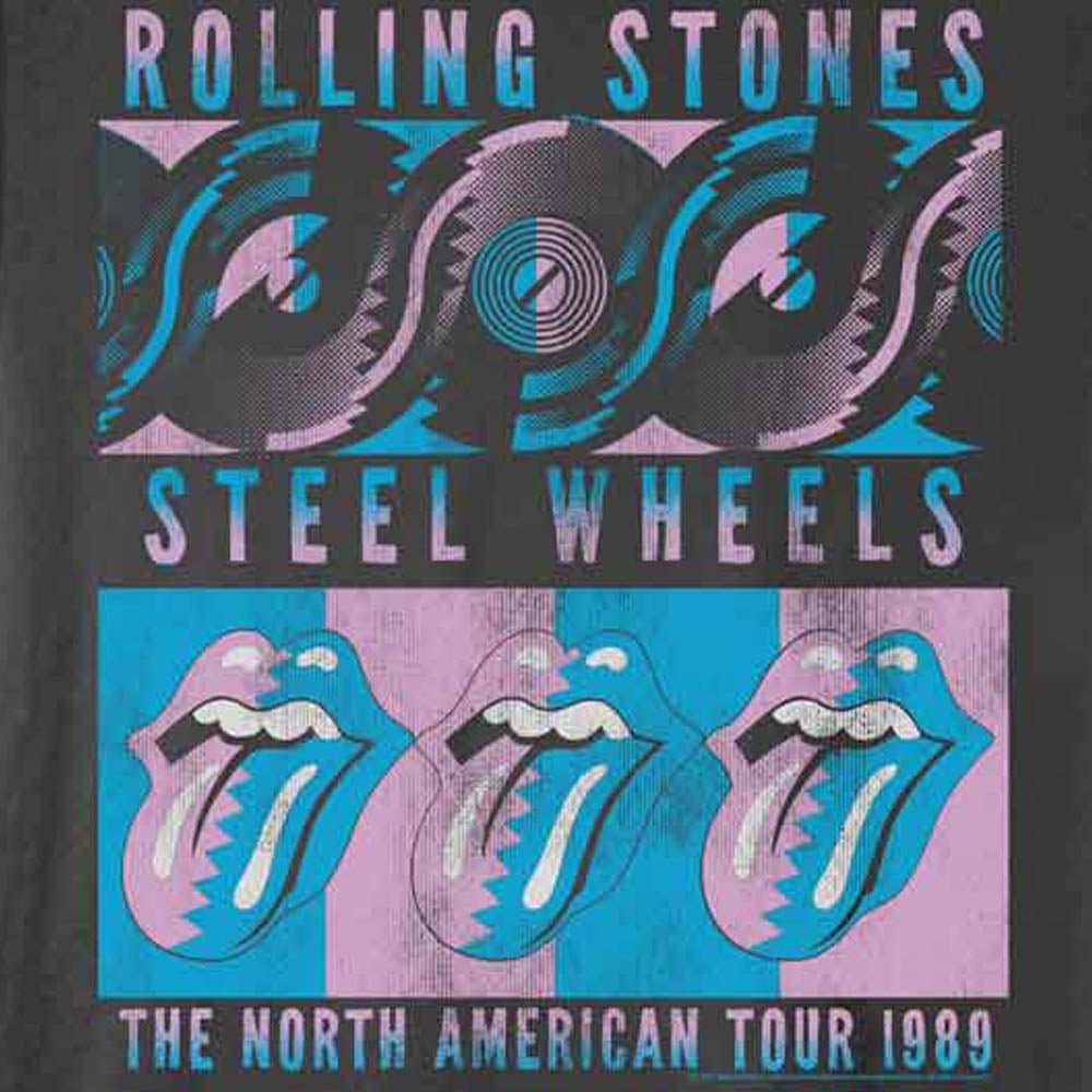 ROLLING STONES ローリングストーンズ (来日 35周年 記念 ) - STEEL WHEELS RECOLOR (復刻ツアーTシリーズ) / Tシャツ / メンズ - PGS