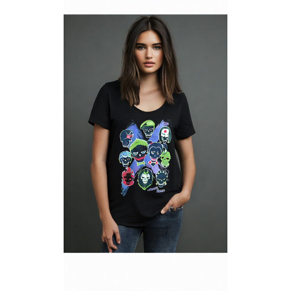 SUICIDE SQUAD スーサイドスクワッド (公開 10周年 ) - Black Scoopneck / Tシャツ / レディース