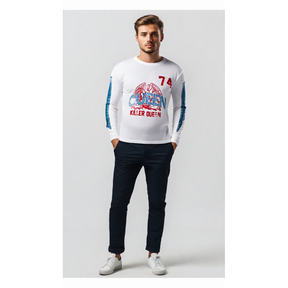 QUEEN クイーン (The Royal Four – 55th Anniversary ) - Killer Queen '74 Stripes / アームプリントあり / 長袖 / Tシャツ / メンズ