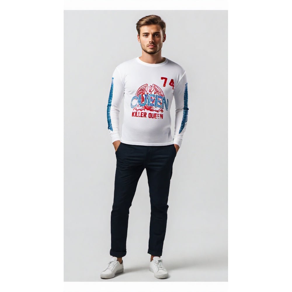 QUEEN クイーン (初来日50周年 ) - Killer Queen '74 Stripes / アームプリントあり / 長袖 / Tシャツ / メンズ - PGS