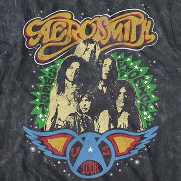 AEROSMITH エアロスミス (結成 55周年 ) - US TOUR GROUP / ミネラルウォッシュ / Tシャツ / メンズ - PGS