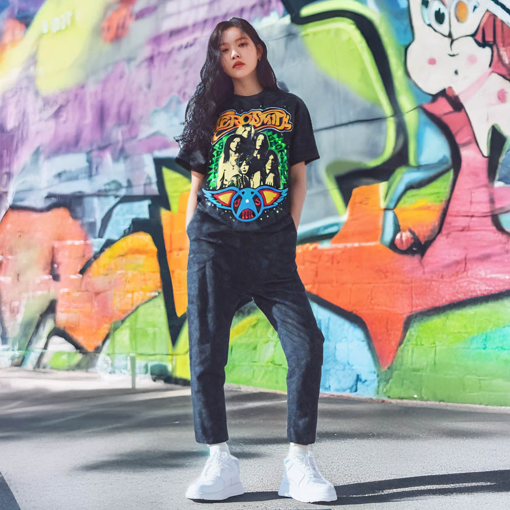 AEROSMITH エアロスミス - US TOUR GROUP / ミネラルウォッシュ / Tシャツ / メンズ