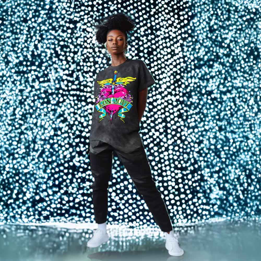 BON JOVI ボンジョヴィ - HEART LOGO / ミネラルウォッシュ / Tシャツ / メンズ - PGS