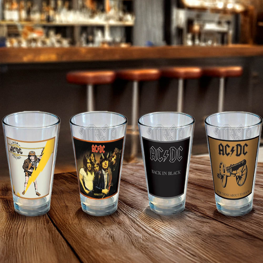 AC/DC (Back in Black 45th Anniversary) - Classic Covers Drinking Glass Set / Set of 4 / Tableware