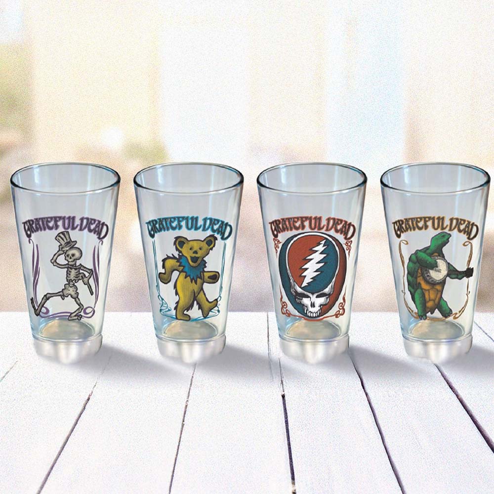 GRATEFUL DEAD (60th Anniversary) - Retro Drinking Glass Set / Set of 4 / Tableware