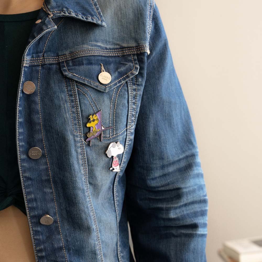 PEANUTS スヌーピー (コミック誕生 75周年 ) - SNOOPY & WOODSTOCK / 4個 ピンバッジセット / バッジ - PGS