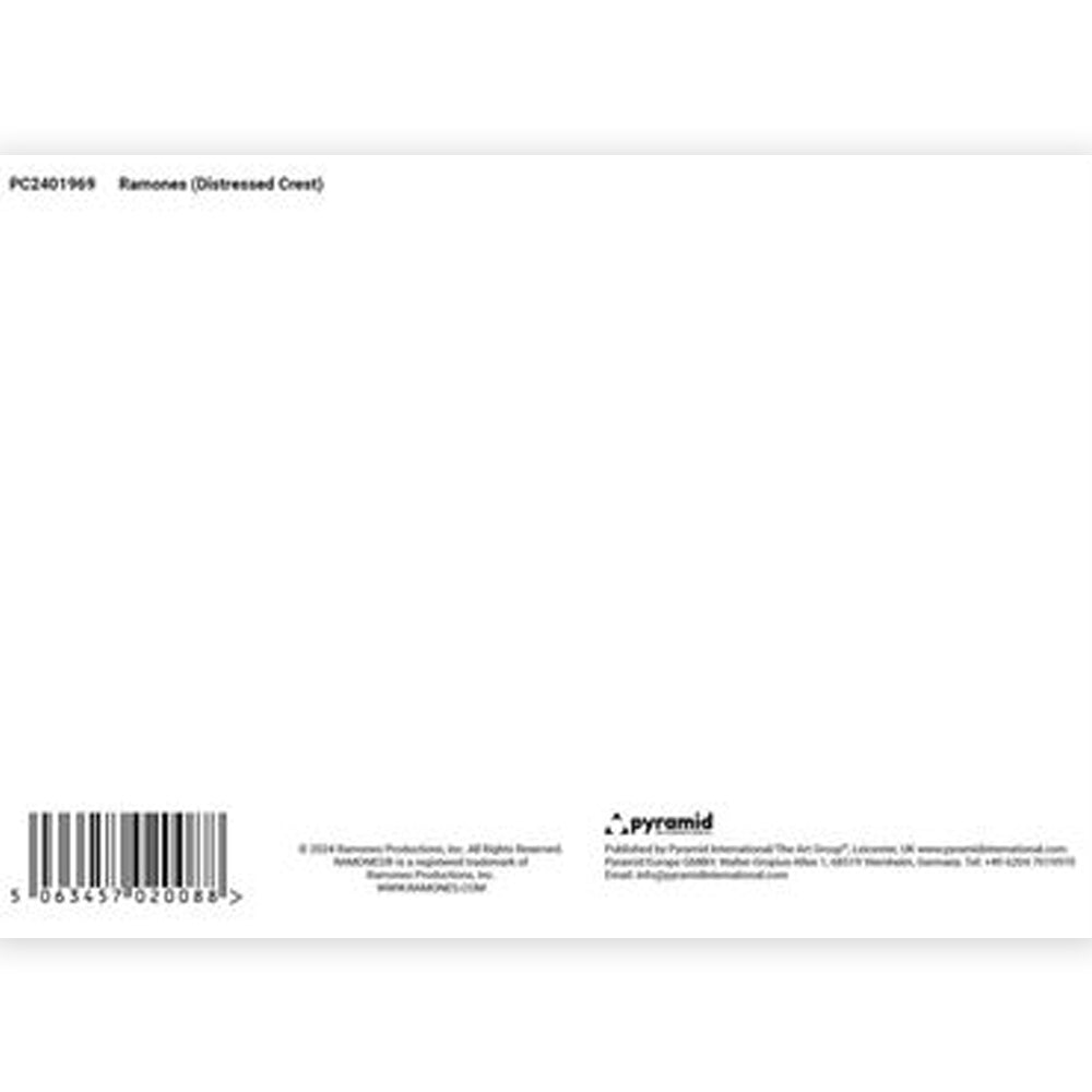 RAMONES (45th Anniversary of their Japan Tour) - DISTRESSED CREST / A6 / Postcard Letter